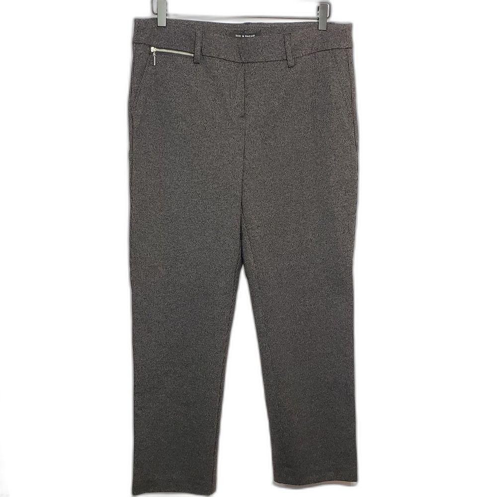 Zac & Rachel Stretch Black Heather Gray Thin Striped Prof Yoga Pant, 12
